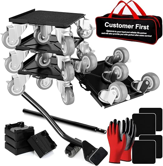 Furniture Dolly Set 5 Wheels Heavy Duty, Furniture Movers by Qenovo
