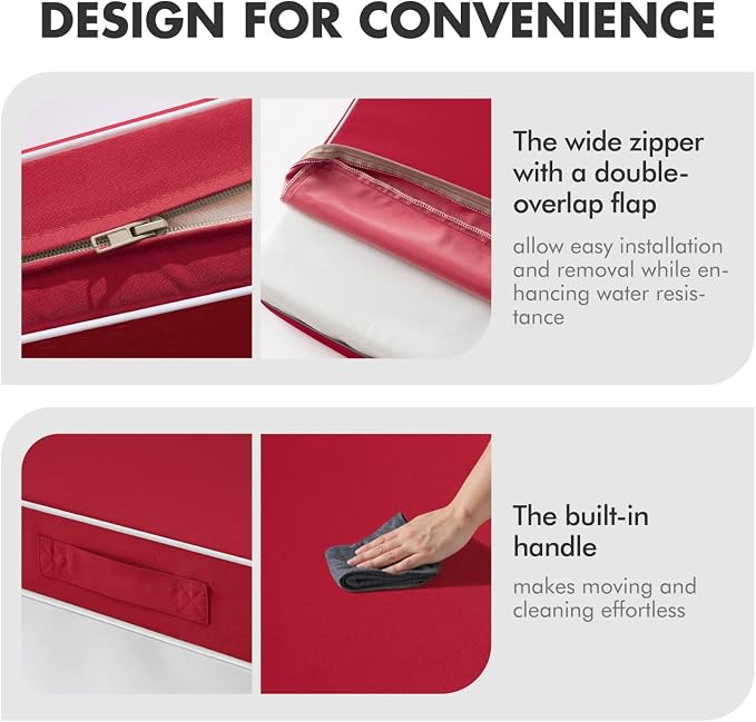 MIULEE Red Outdoor Seat Cushion 22x22 Inch Waterproof & 3 Year Fade Resistant - Image 7
