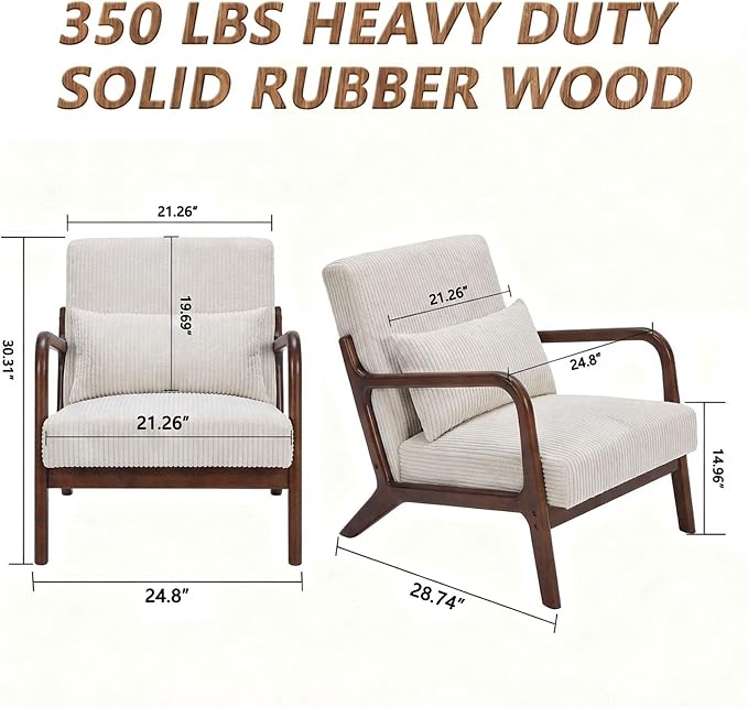 Set of 2 Mid Century Modern Accent Chair - Image 2