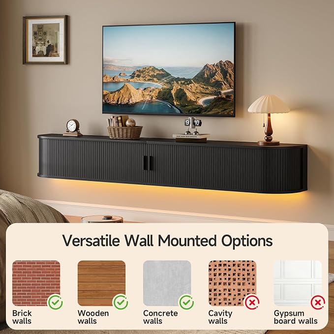 80" Floating TV Stand with Power Outlet - Image 5