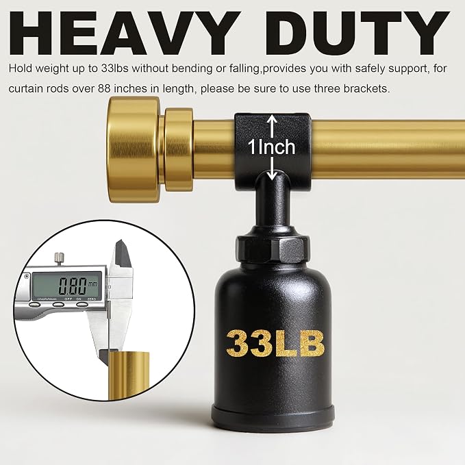 Lootkell Gold Curtain Rods for Windows 28 to 48 Adjustable Modern Curtain Rod 1 - Image 5