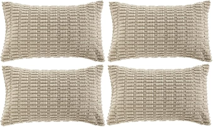 Fancy Homi 4 Packs Taupe Decorative Throw Pillow Covers 12x20 Inch by Fancy+Homi