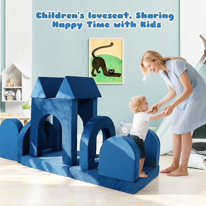 12 Pcs Modular Kids Play Couch, Toddler Couches That Fold Out, Plush Foam Chair - Image 4