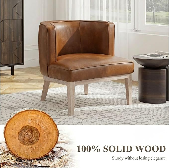 Brown Leather Barrel Chairs Set of 2 - Image 7