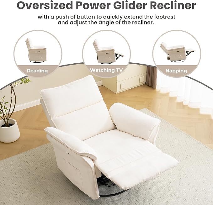 Oversized Power Recliner Chair Swivel Glider - Image 5
