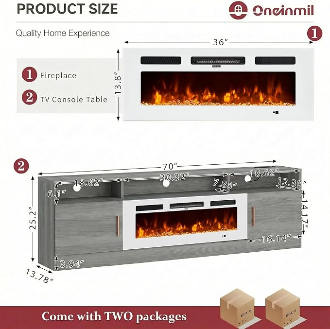 oneinmil 70" Fireplace TV Stand - Image 3