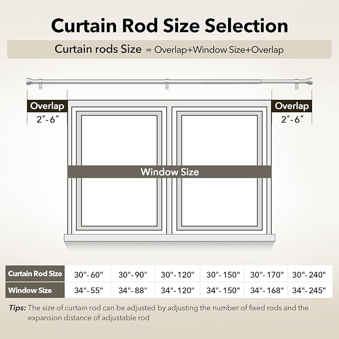 IFELS Heavy Duty Curtain Rods for Windows 28 to 48 Inch, 1 Inch Silver Window - Image 6