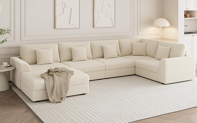 146" Modular Sectional Sofa, Oversized U Shaped, Convertible Sleeper Sofa - Image 3