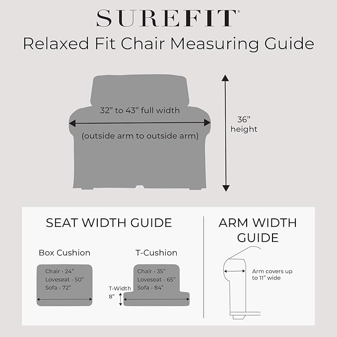 SureFit Cotton Duck Armchair Box Cushion One Piece Slipcover, Chair Cover - Image 3