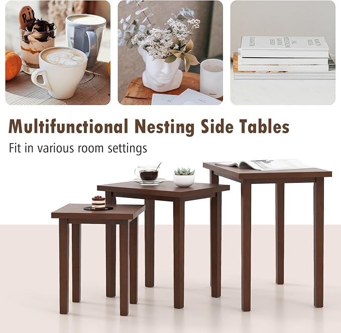 Giantex Nesting Tables Set of 3, Farmhouse Stacking Side Table - Image 8