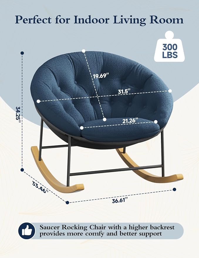 Kidirect Wide Rocking Chair Nursery, Comfy Saucer Nursery Rocking Chairs - Image 2