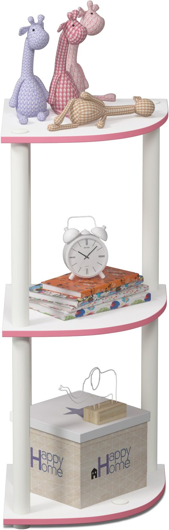 Furinno TURN-N-TUBE Corner Shelf, 3-Tier Corner Bookshelf, Display Storage - Image 4