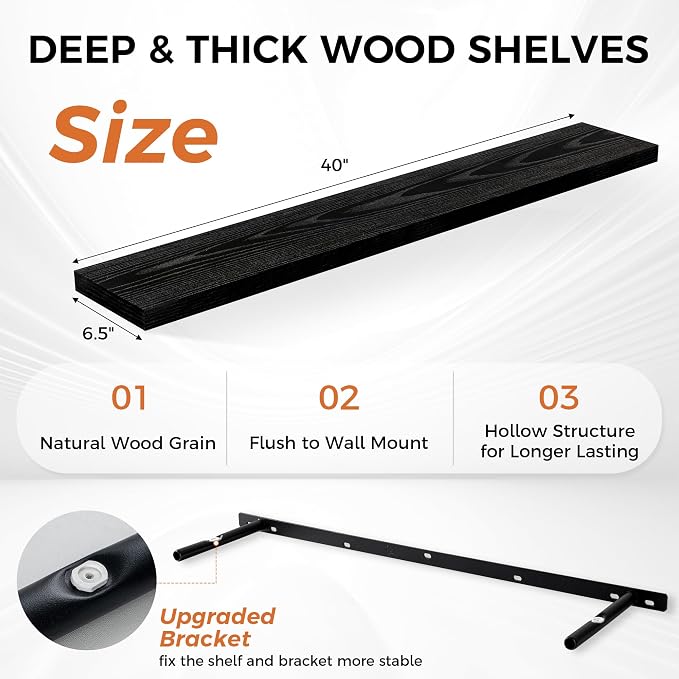Fun Memories Floating Shelves for Wall, 40 Inch Floating Shelves for Home Decor - Image 3