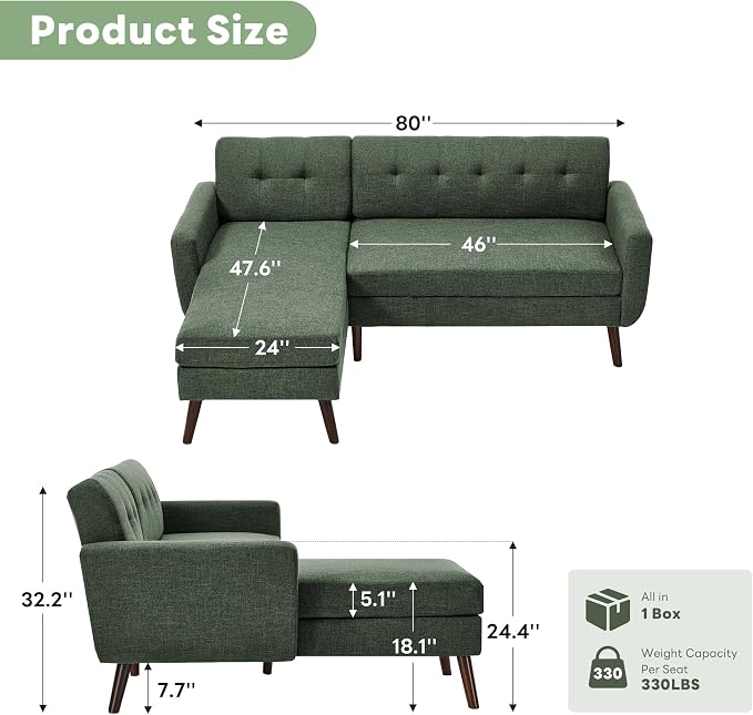 Tbfit L Shaped Couch Sofa, 3 Seater Sofas - Image 2