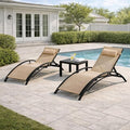 EROMMY Outdoor Chaise Lounge Set of 3, Reclining Patio Chairs by EROMMY