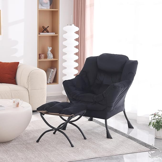 MBOOYOME Lazy Chair with Folding Ottoman, Modern Accent Lounge Armchair with - Image 6
