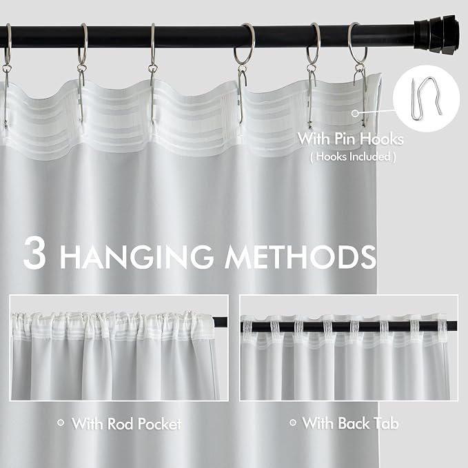 MIULEE Back Tab Light Blocking Curtains 90 Inch Long 2 Panels Set - Image 3