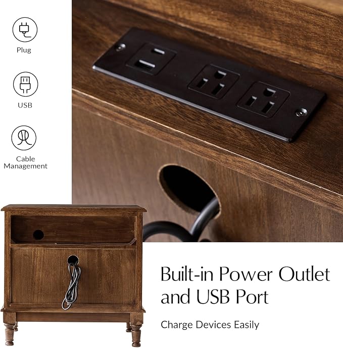 HULALA HOME Solid Wood Storage End Tables - Image 4