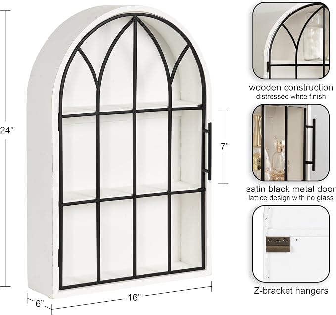 Kate and Laurel Megara Decorative Wooden Hanging Arched Wall Cabinet - Image 3