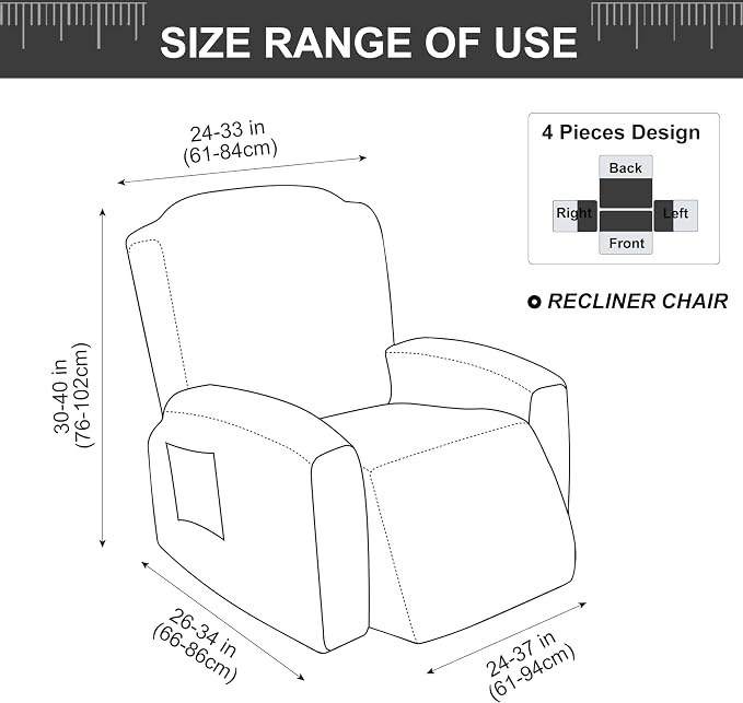 Genina Recliner Chair Covers, Stretch Reclining Chair Cover, Recliner Sofa - Image 5