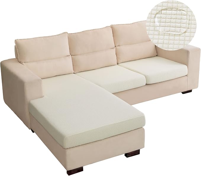 Water Repellent Sectional Couch Covers L Shaped Sofa Cushion Covers, Stretch by TOPYUMH