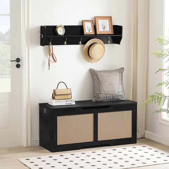 HOOBRO Storage Bench, 43.3" Toy Box, Rattan-Like Storage Chest, Sturdy Entryway - Image 5