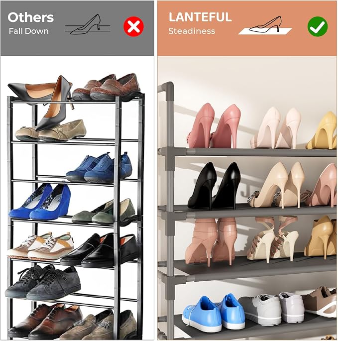 LANTEFUL 11 Tiers Tall Shoe Rack Holds 55 Pairs of Shoes - Image 6