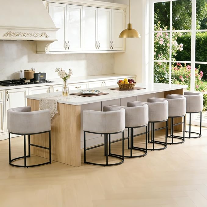 ClinQ 26" H Counter Height Bar Stools Set of 6, Modern Barrel Counter Stools by ExperienceExquisiteLife