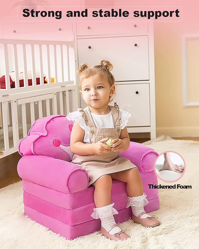 MOONBEEKI Kids Couch Fold Out, Foldable Princess Chair - Image 4