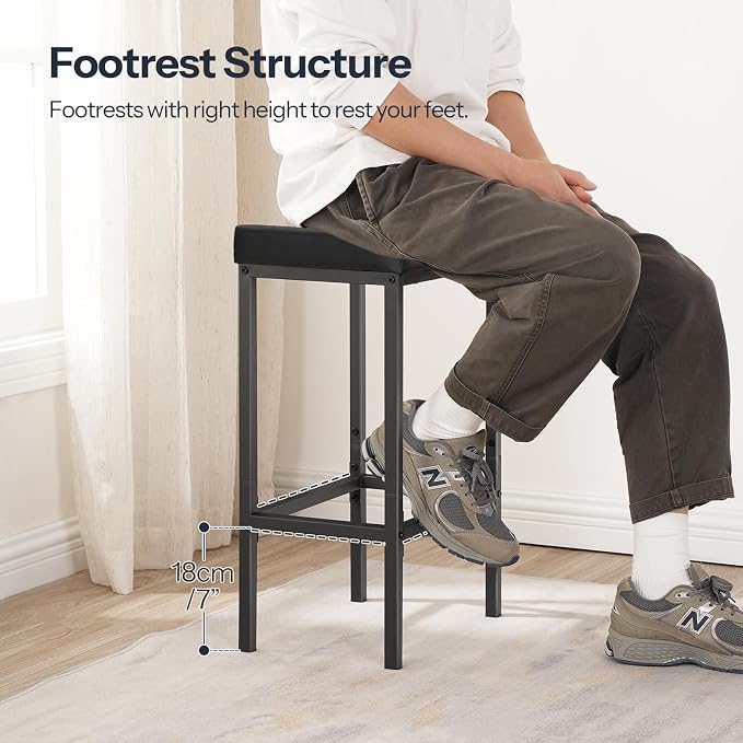 HOOBRO Bar Stools, Counter Height Stools, Saddle Barstools, 24.8 Inches - Image 5