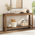 Solid Wood Console Table 63", Farmhouse Sofa Table by WINWY