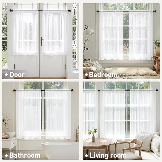 MIULEE Short Curtains 30 Inches Long, 4 Panels Set, Light Filtering Half Window - Image 5