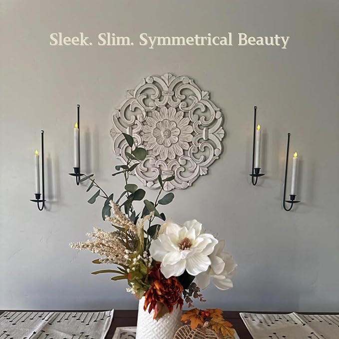 Wall Candle Holder Set of 2, Stylish Black Metal Wall Mount Candle Sconces - Image 5