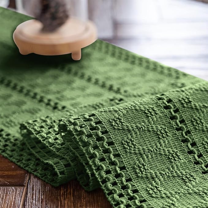 Macrame Table Runner Green Boho Table Runners - Image 5