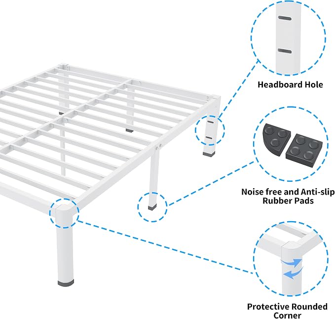 ROIL 14 Inch White King Bed Frame - Image 5