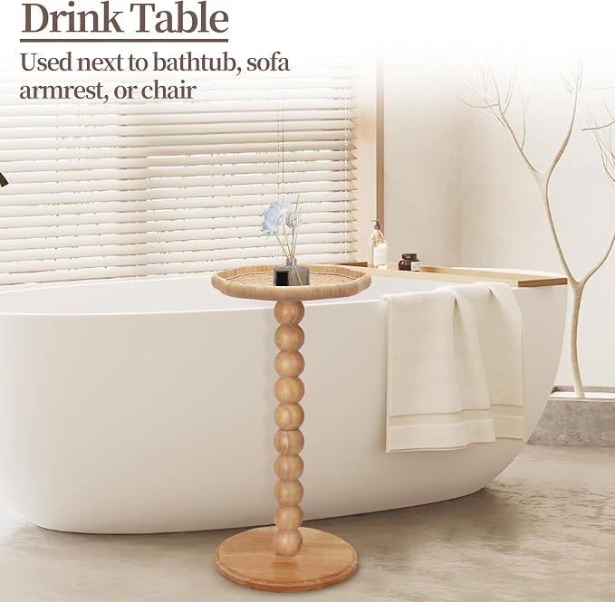 Drink Table, Boho Rattan Flower Small Side Table - Image 7