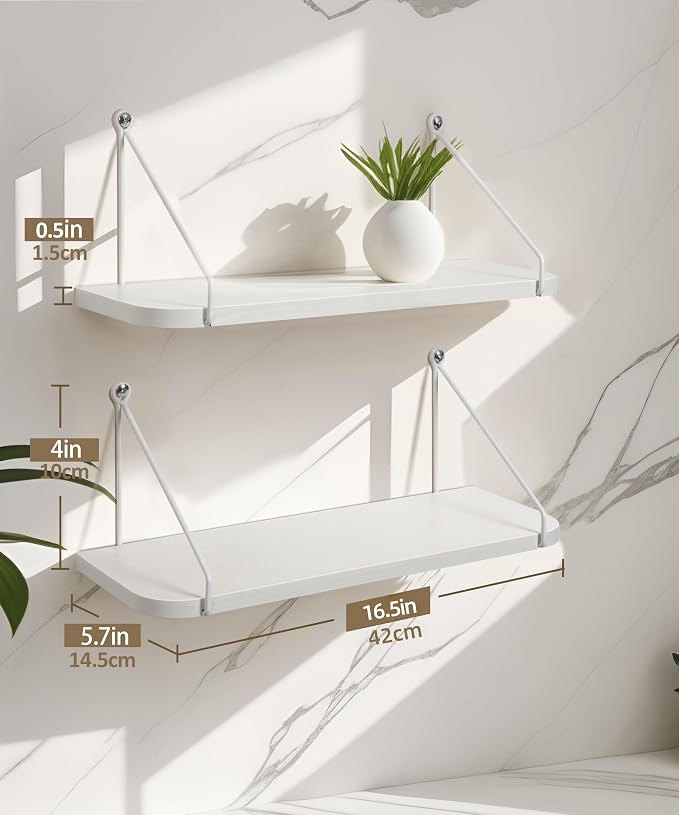 Afuly White Shelves for Wall, Floating Shelf Bathroom, Wall Mounted Shelves for - Image 3