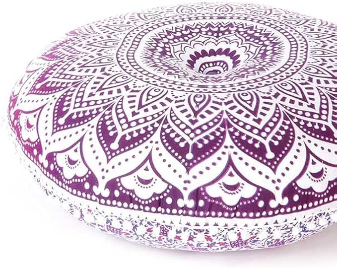 Mandala Floor Pillow Cover Meditation Cushion Seating Throw Hippie Round by EyesofIndia