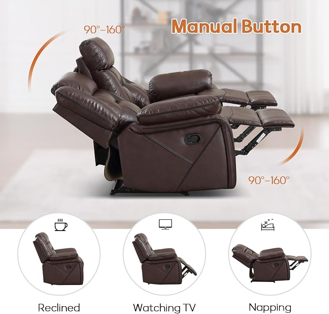 EBELLO Faux Leather Recliner Sofa Furniture Set - Image 4
