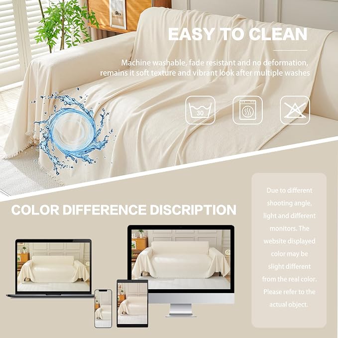 DREAMINGO Sofa Covers Washable Thick Chenille Couch Cover - Image 6
