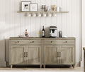 WAMAPT Buffet Cabinet with 4 Doors and 2 Drawers, Large Coffee Bar Table Wood by WAMPAT