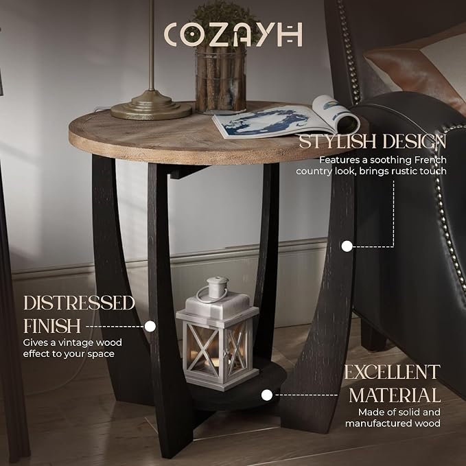 COZAYH Rustic Farmhouse End Table - Image 4