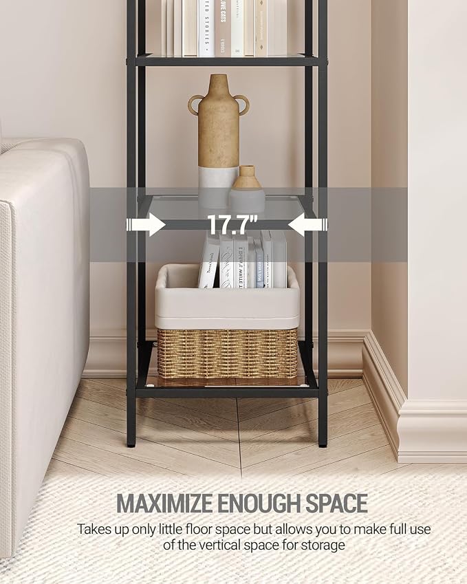 Hzuaneri Bookcase Bookshelf, Tempered Glass Arched Bookshelf - Image 6