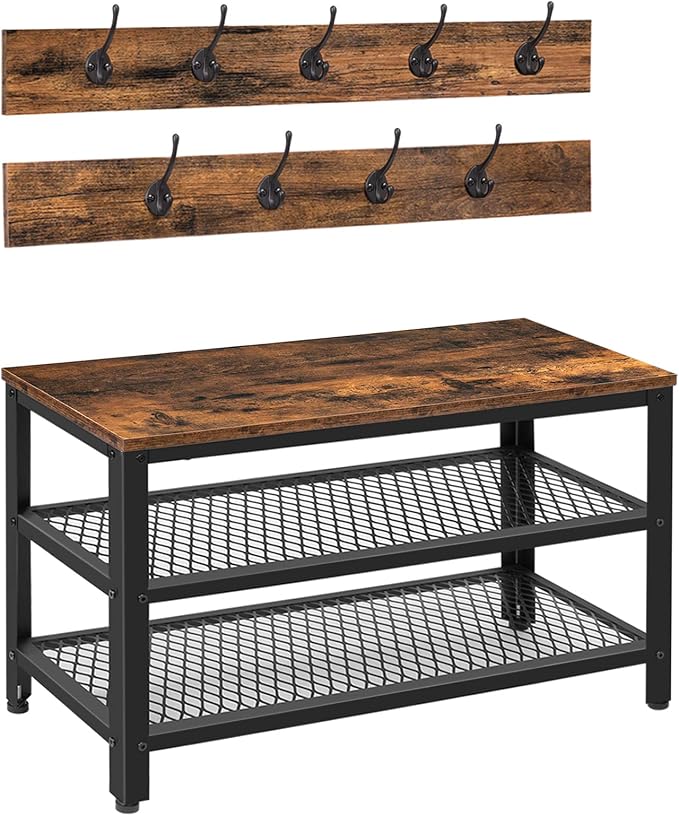 HOOBRO Hall Tree Entryway Storage Bench, Coat Rack Shoe Bench, Shoe Rack by HOOBRO