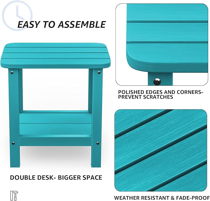 SERWALL Double Adirondack Side Table End Table Set of 6- Tiffany - Image 4