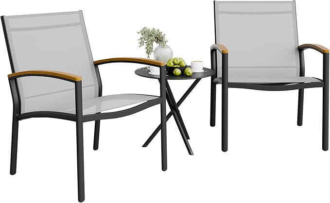 Shintenchi 3 Pieces Patio Bistro Sets, Outdoor Textilene Fabric Conversation by Shintenchi%7CFurnitureMadeforRealLife