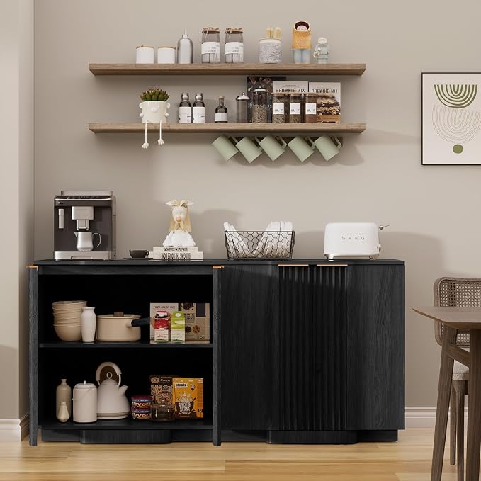 Brafab Buffet Cabinet, Wood Fluted Credenza - Image 6