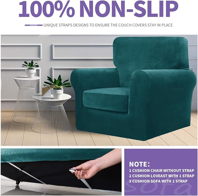 ZNSAYOTX Oversized Velvet 3 Piece Couch Cover - Image 5