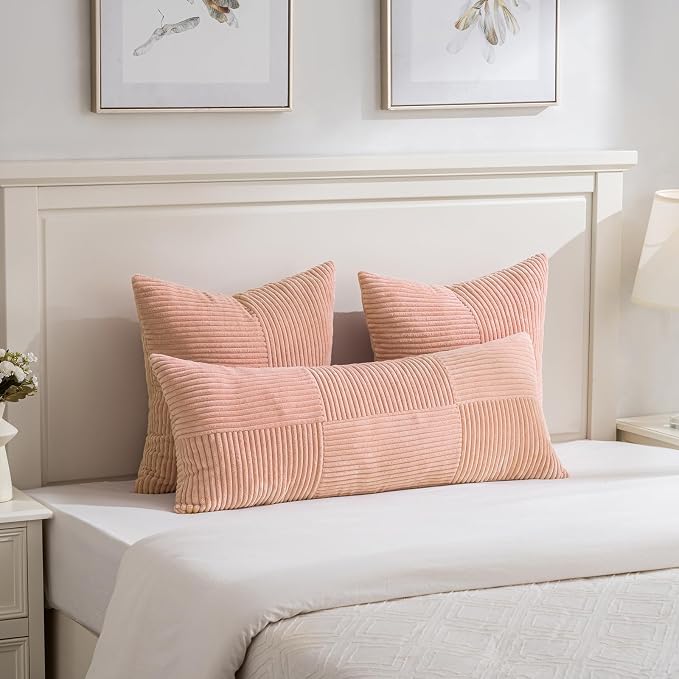 Fancy Homi 2 Packs Peach Decorative Throw Pillow Covers 18x18 Inch - Image 5