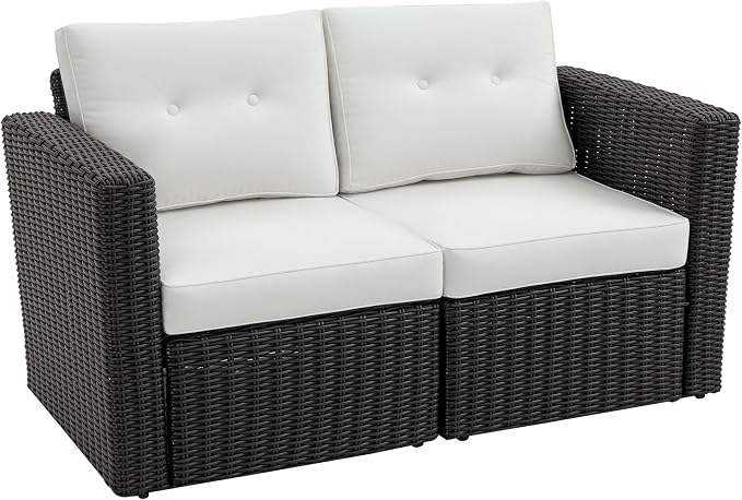 Outsunny 2 Piece Patio Wicker Corner Sofa Set, Outdoor PE Rattan Furniture by Outsunny